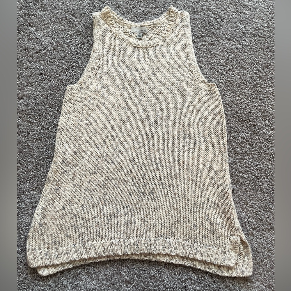 Allison Joy (Evereve) Tan and Cream Knit Sweater Tank - size M